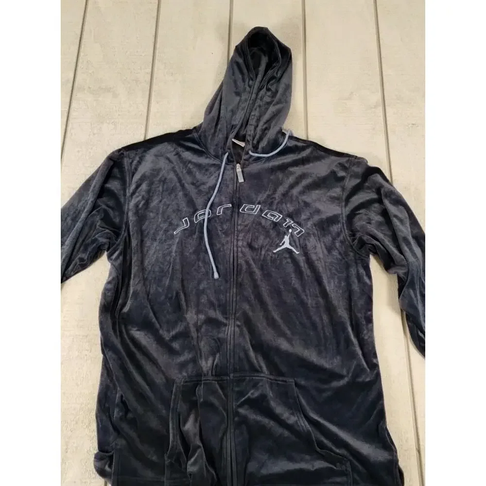 Nike Air Jordan VTG XXL Full Zipper Hoodie Blue Soft w/Front Pockets